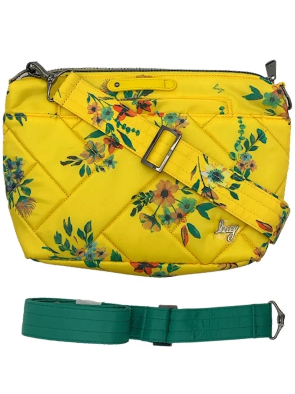 LUG RFID Bouquet Yellow Floral Quilted Crossbody Bag